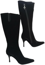 Donald Pliner Couture Velvet Stiletto Boot Shoe New Diagonal Side Zip NI... - £136.21 GBP
