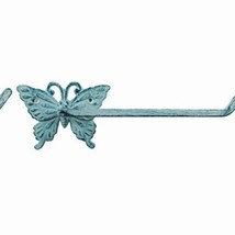 Rustic Dark Blue Whitewashed Cast Iron Butterfly Paper Holder 11&quot; - $63.35