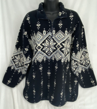 Eddie Bauer Size M Womens Geometric Blue Long Sleeve 1/4 Zip Sweater Zip... - £9.68 GBP