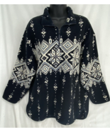 Eddie Bauer Size M Womens Geometric Blue Long Sleeve 1/4 Zip Sweater Zip... - £9.75 GBP