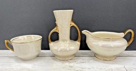 Vintage MCM Homer Laughlin Eggshell Pearl Iridescent Creamer Vase Cup LOT of 3 - £27.68 GBP