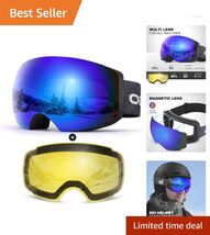 Universal Fit Ski Goggles with 2 Interchangeable Lenses &amp; Helmet Compati... - $71.23