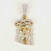 1.50 Ct Round Cut Diamond Jesus Head Charm Pendant 14k Yellow Gold Over - £199.79 GBP