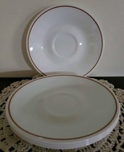 Vintage ~ Set of Four (4) ~ Gold Stripe Rimmed Saucers ~ Corelle By Corning - £20.87 GBP