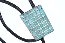 Vintage Zuni Sterling Turquoise Raised Channel inlay bolo - £217.62 GBP