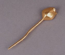 Karl Lagerfeld Signed Vintage Matte Gold Tone Tulip Large Pin Brooch Rare - £344.45 GBP