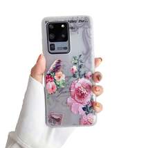 Anymob Samsung Pink Flower 3D Flower Leaf Matte Phone Case Soft Silicone Cover - £19.10 GBP