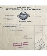 Universal Films Exchange 1915 WW2 Era Invoice Center Theater Maine DWEE3... - $729.90 MXN