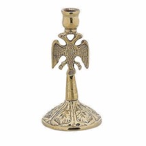 9cm - 3.5&quot; Greek Orthodox Two-Headed Eagle Design Solid Brass Candle Stick - £9.03 GBP