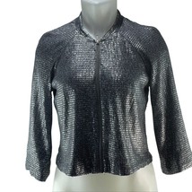 Anthropologie Silence + Noise Jacket Sequined Silver Size S Women&#39;s - £21.75 GBP
