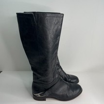 Ugg Womens Boots Sz 7 Channing II Black Leather Harness Knee High Riding... - $49.49