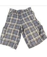 Parts Cargo Boys Shorts W12 Blue Plaid Cotton 24x11 Casual Play School - $13.98