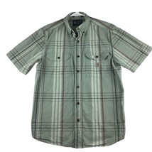 Carhartt Shirt Men’s Medium Loose Fit Green Plaid Short Sleeve Button Do... - £14.97 GBP