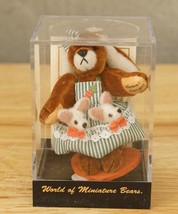 World of Miniature Bears Toy Brown Rabbit CARRIE Apron Mini Bears Jointed #639 - £31.83 GBP