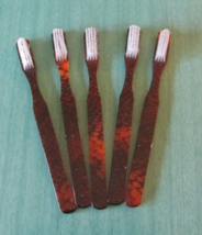 Set Of 5 Alan Stuart Rare Vintage Toothbrushes - Black With Tan Round Design Nos - £10.15 GBP