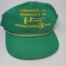 Vtg Woodsmen&#39;s Day Trucker Hat Cap Rope Green Snapback Strap Adjustable Axe - £14.30 GBP