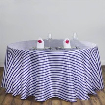 Purple White Striped 90&quot;&quot; Round Satin Tablecloth Wedding Ceremony Party Home Gif - £16.54 GBP