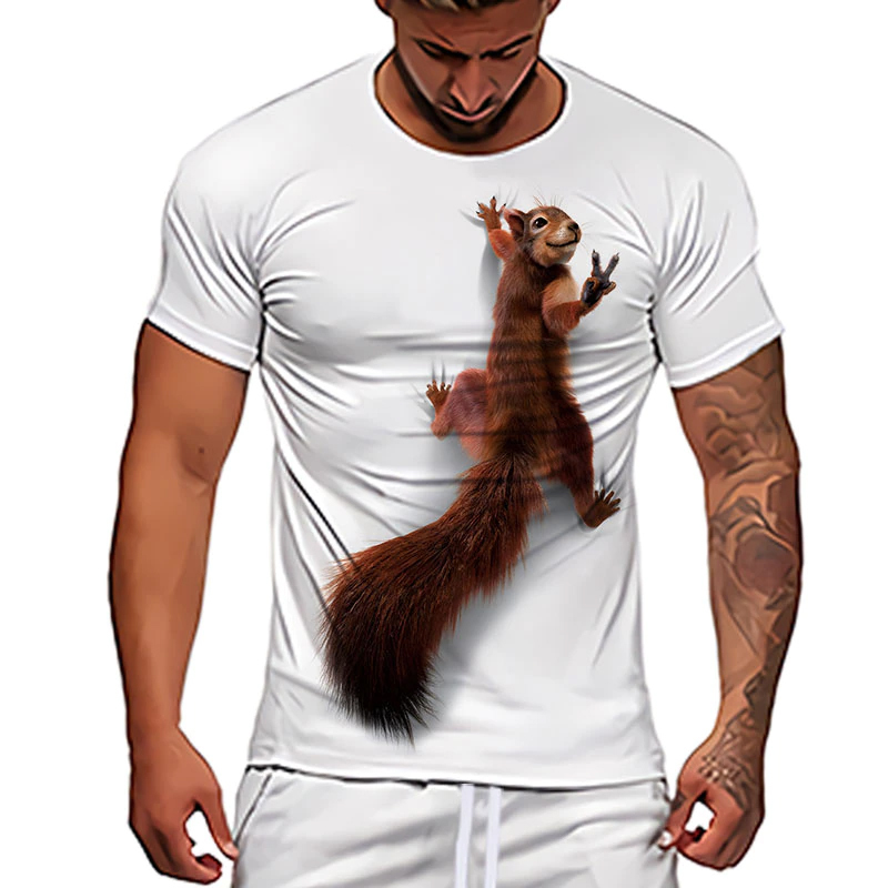 Primary image for Men's With Squirrel T Shirt ,3D Print Shirt Animal Graphic Tees , Pet T-shirt