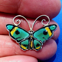 David Andersen Deco Guilloche Enamel Brooch 925 Sterling Silver Butterfl... - €234,05 EUR