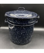 Enamelware 3 Piece Double Lobster Boiler Stock Pot 10.5 x 9.5” Black Spe... - $53.45