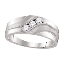 10k White Gold Mens Round Diamond Band Wedding Anniversary Ring 1/3 Ctw - £440.44 GBP