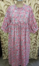 Pure Cotton Long Dress Indian Block Print Colourful Summer Earthy Elegan... - $54.99