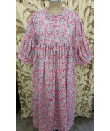 Pure Cotton Long Dress Indian Block Print Colourful Summer Earthy Elegant Comfy  - $54.99