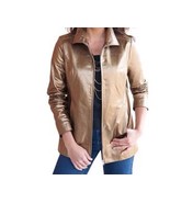 Women&#39;s winter Fall Metallic genuine leather jacket coat plus 28W30W32W ... - $189.99