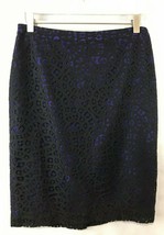 Banana Republic Black Lace Pencil Straight Cocktail Skirt Purple Lining Size 4 - £20.79 GBP