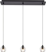 Pendant Lamp EREN 3-Light Crystal Clear Black Glass Adjustable Hanging Height - £239.00 GBP
