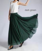 DARK GREEN Chiffon Skirt Plus Size Full Long Chiffon Skirt Beach Skirt image 9