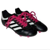 Girls Boys Black And Hot Pink White Adidas Soccer Cleats Shoes Youth Size 2.5 - £19.17 GBP