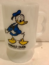 Walt Disney DONALD DUCK Vintage Milk Glass Pedestal Coffee Mug/Cup - Two... - $9.94