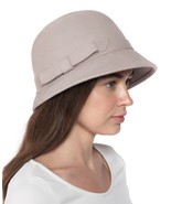 allbrand365 designer Womens Wool Bow Cloche Hat,Taupe,One Size - £54.12 GBP