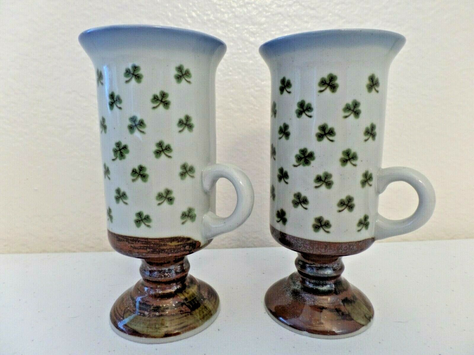 Set of 2 - Otagiri Japan - Irish Coffee Lucky Shamrock Mugs - Hand Crafted - $19.79