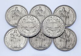 1949 New Caladonia 50 Centimes Coin Lot (8 coins) All in BU Condition! K... - $95.71