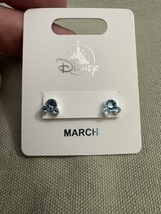 Disney Parks Mickey Mouse Aquamarine March Faux Birthstone Earrings Silver Color image 4