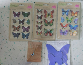 Crafter&#39;s Square Butterfly Stickers Craft 48 total bonus butterfly necklace NEW - £11.68 GBP