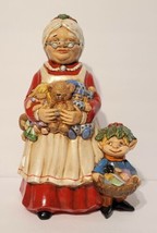 Vintage Mrs. Santa Claus and Elf Pixie Art Pottery Figure Christmas Decor - £34.28 GBP