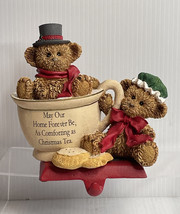ROMAN INC. MUSICAL TEDDY BEAR STOCKING HOLDER HANGER  CHRISTMAS TEA - £23.64 GBP