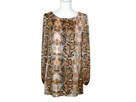 F&amp;F Womens Tunic Blouse Snake Print Cuffed Long Sleeve Round Neck Sz M - £3.17 GBP