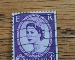 Great Britain Stamp Queen Elizabeth II 3d Used Wave Cancel 297 - $0.94