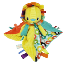 Taggies Baby Yellow &amp; Teal Lion Security Blanket Stuffed Animal Toy Plush Lovey - £36.39 GBP