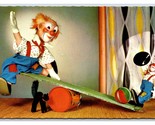 Circus Clown On Teeter Totter Artist Signed Joop Geeslink Chrome Postcar... - $5.89