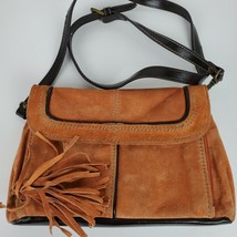 Vintage Hippie Go Go Mid Century Womens Handbag Purse Suede Crossbody Clutch - £30.66 GBP