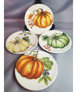 Maxcera Pumpkins On Vines 5.75&quot; Appetizer Small Bite Plates Autumn Handc... - £21.92 GBP