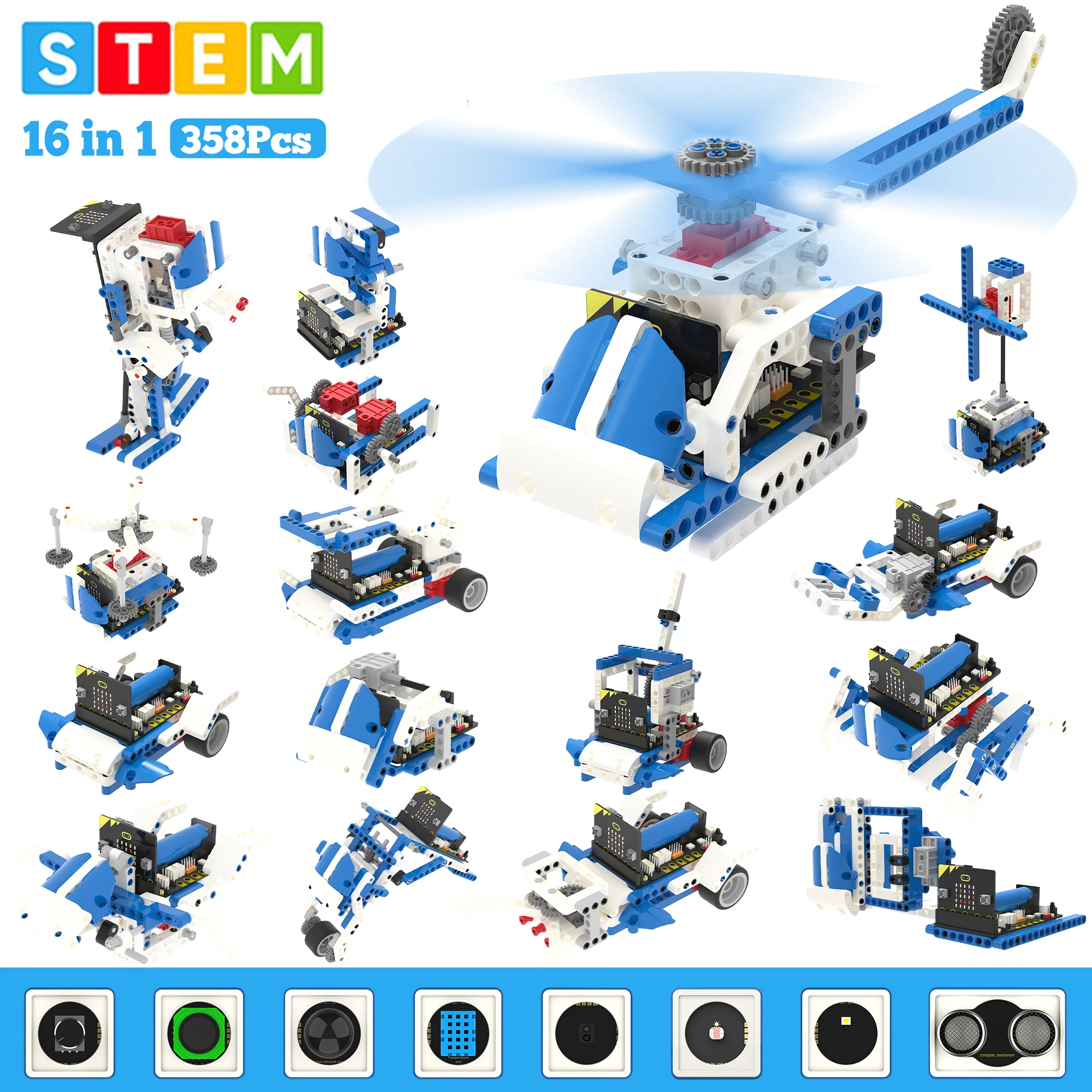 Yahboom Robot Kit Programmable 16 in 1 Building Block Kit Support Python A - £101.87 GBP+