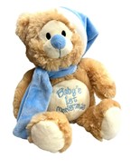 Cuddle Barn Babys First Christmas Teddy Bear Plush Stuffed Animal Blue H... - $12.86