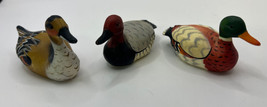 Vintage Enesco 1983 Miniature Handpainted Holiday Duck Ornaments Set Of 3 - $12.11
