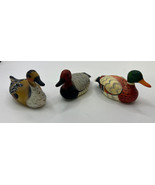 Vintage Enesco 1983 Miniature Handpainted Holiday Duck Ornaments Set Of 3 - £9.05 GBP